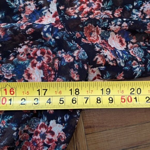 Zara maxi dark floral print chiffon long sleeve dress - Picture 10 of 16